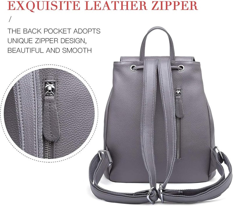 BOYATU Leather Backpack Purse for Women: Ladies Travel Fashion Back Pack - Genuine Leather Bag Casual Handbags for Work (Grey) - Image 4